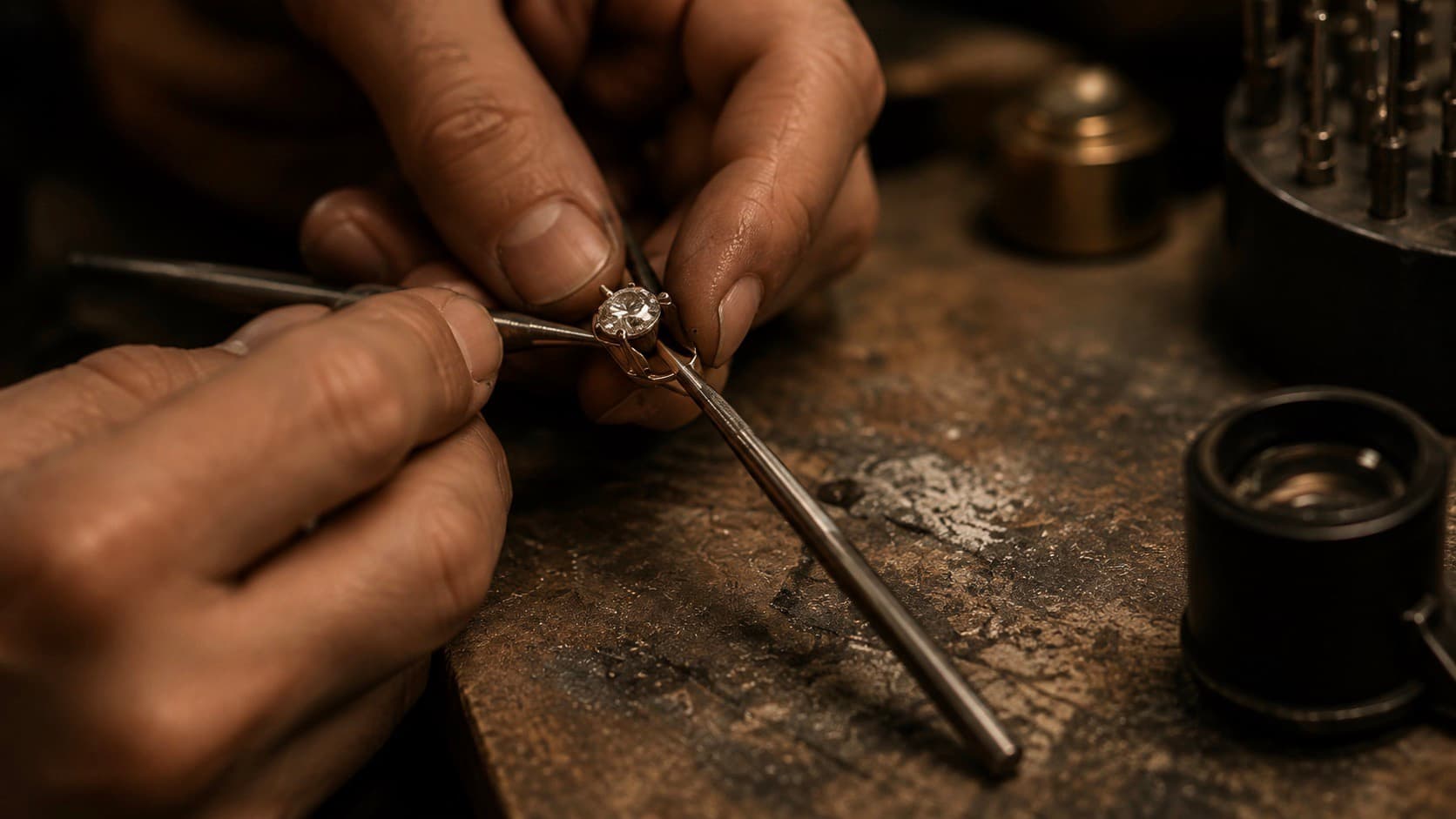 Hand-finishing a ring at the bench