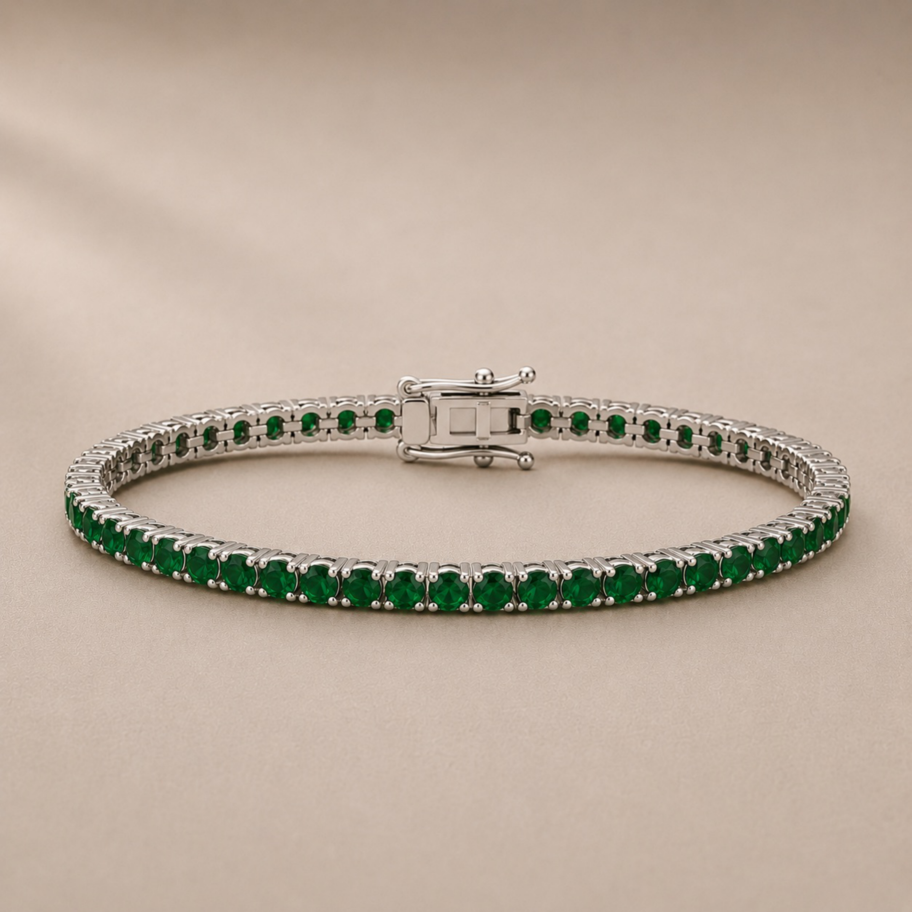 Green Emerald 4 Prong Tennis Bracelet