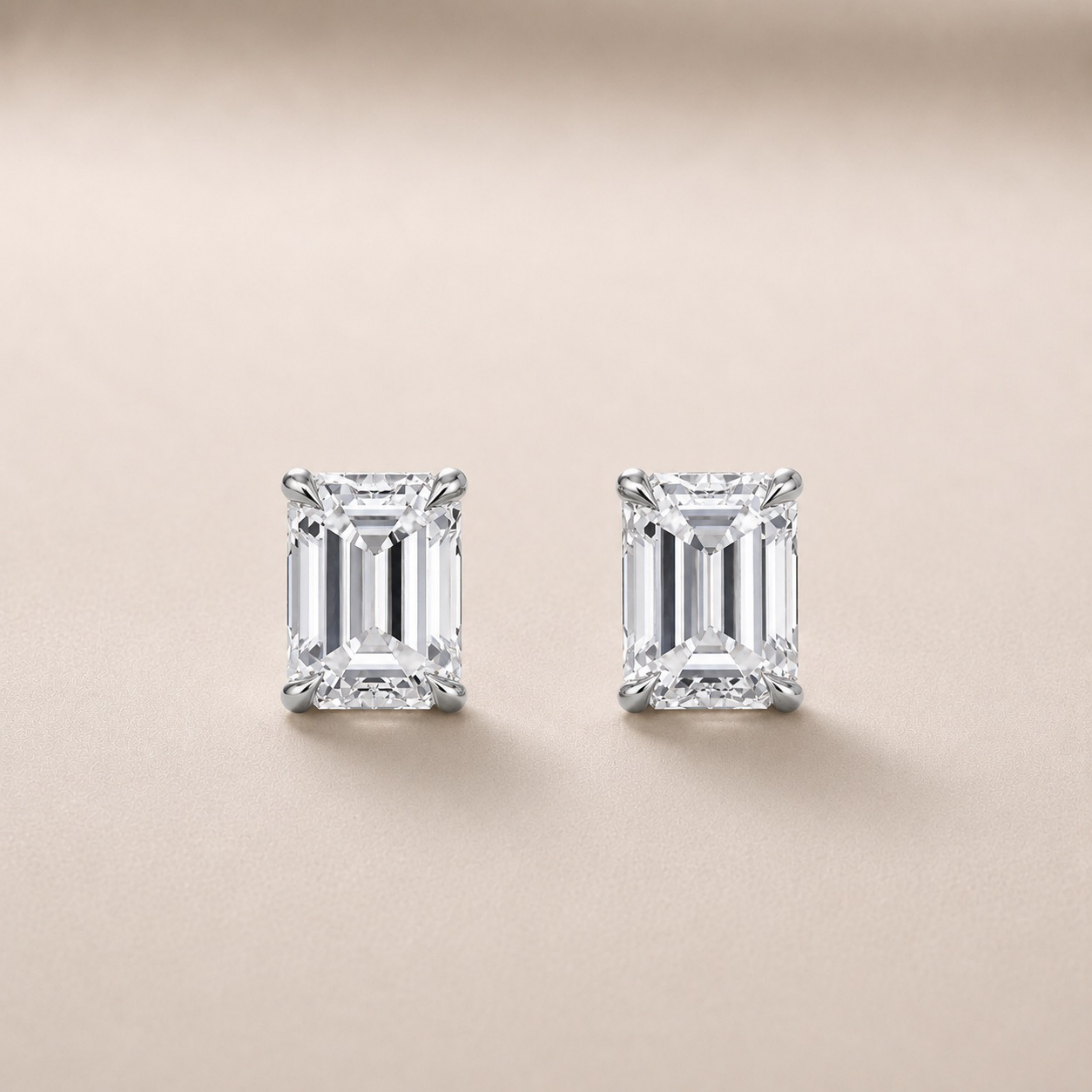 Emerald Cut 4 Prong Studs