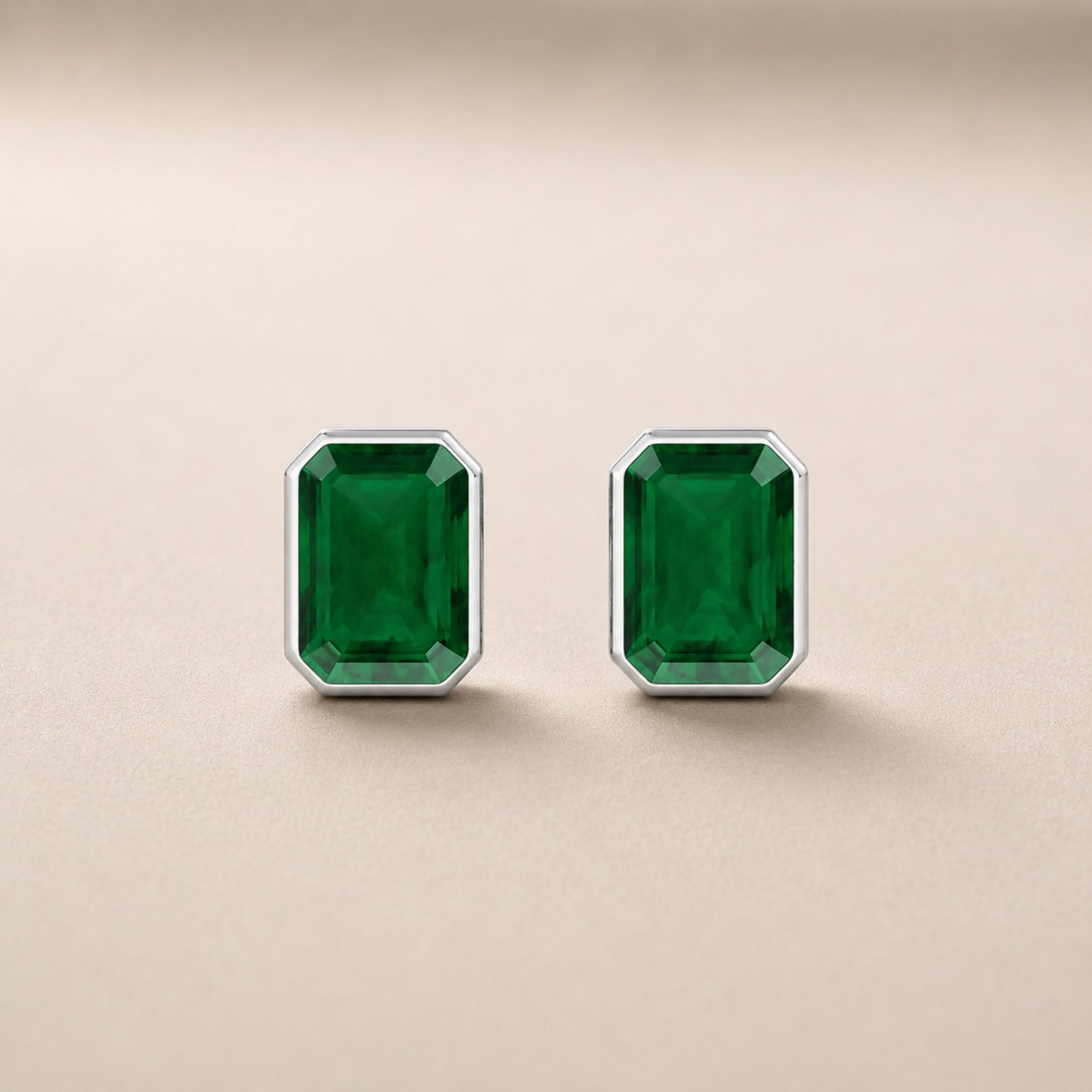 Green Emerald Bezel Studs
