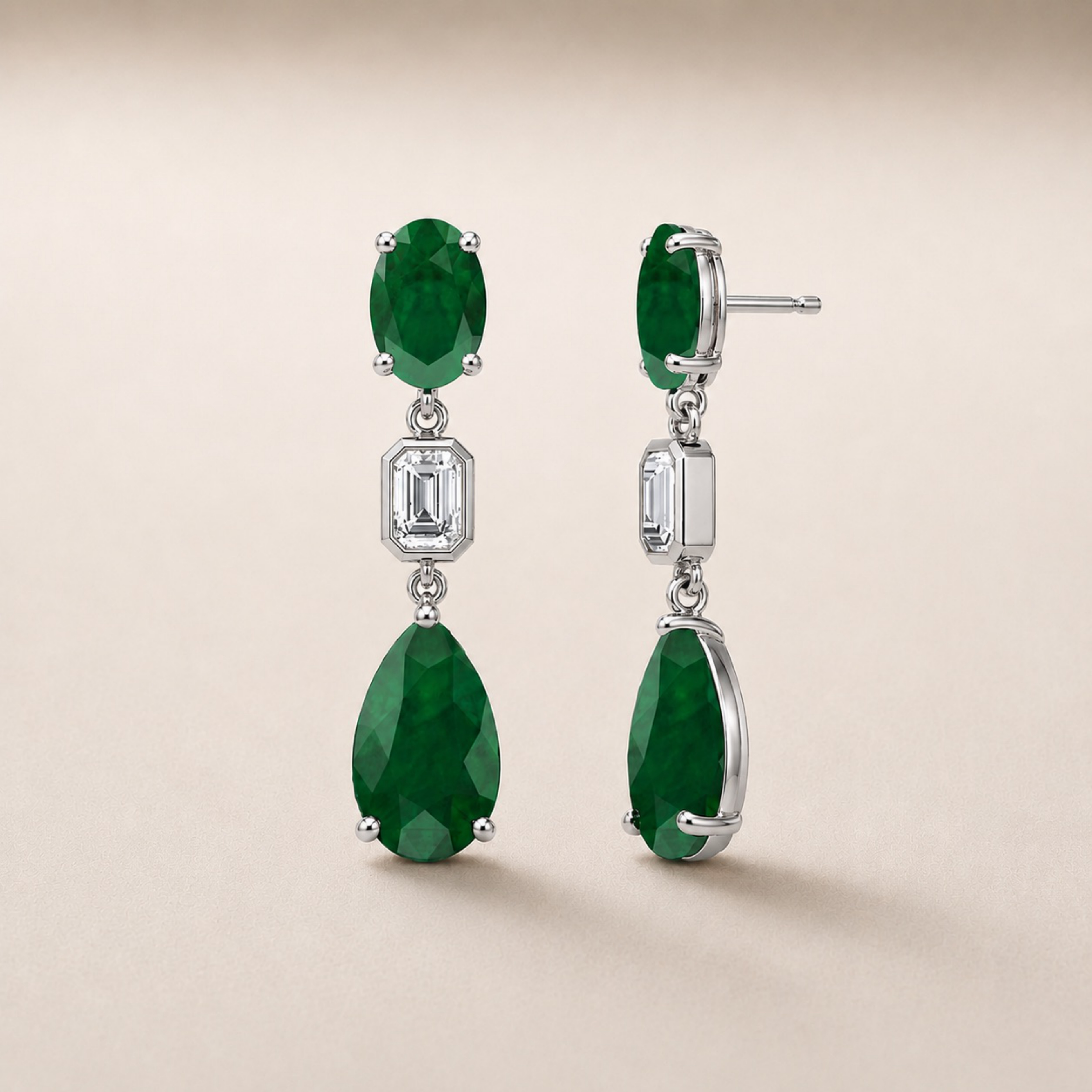 Green Emerald Multishape Earrings