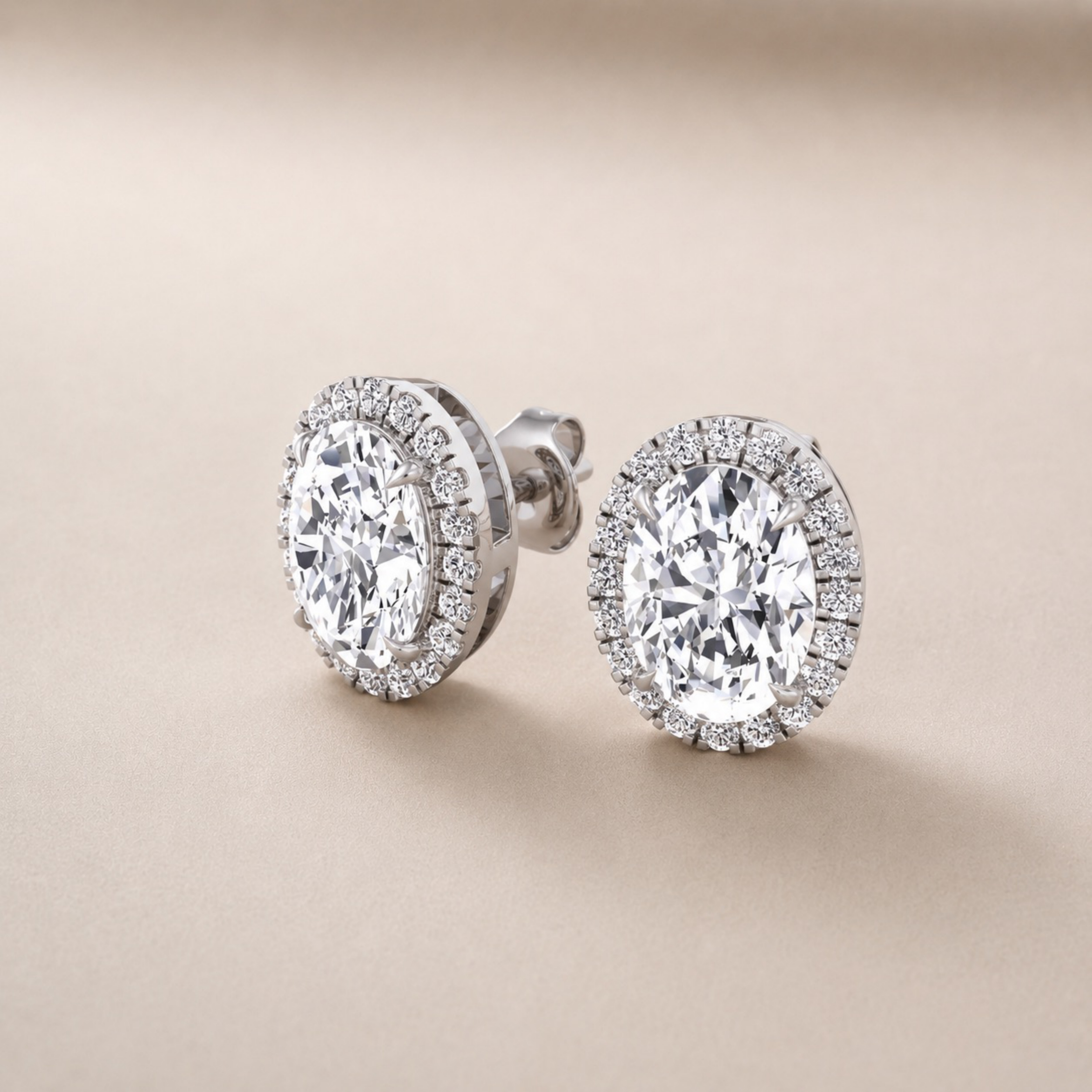 Oval Halo Studs