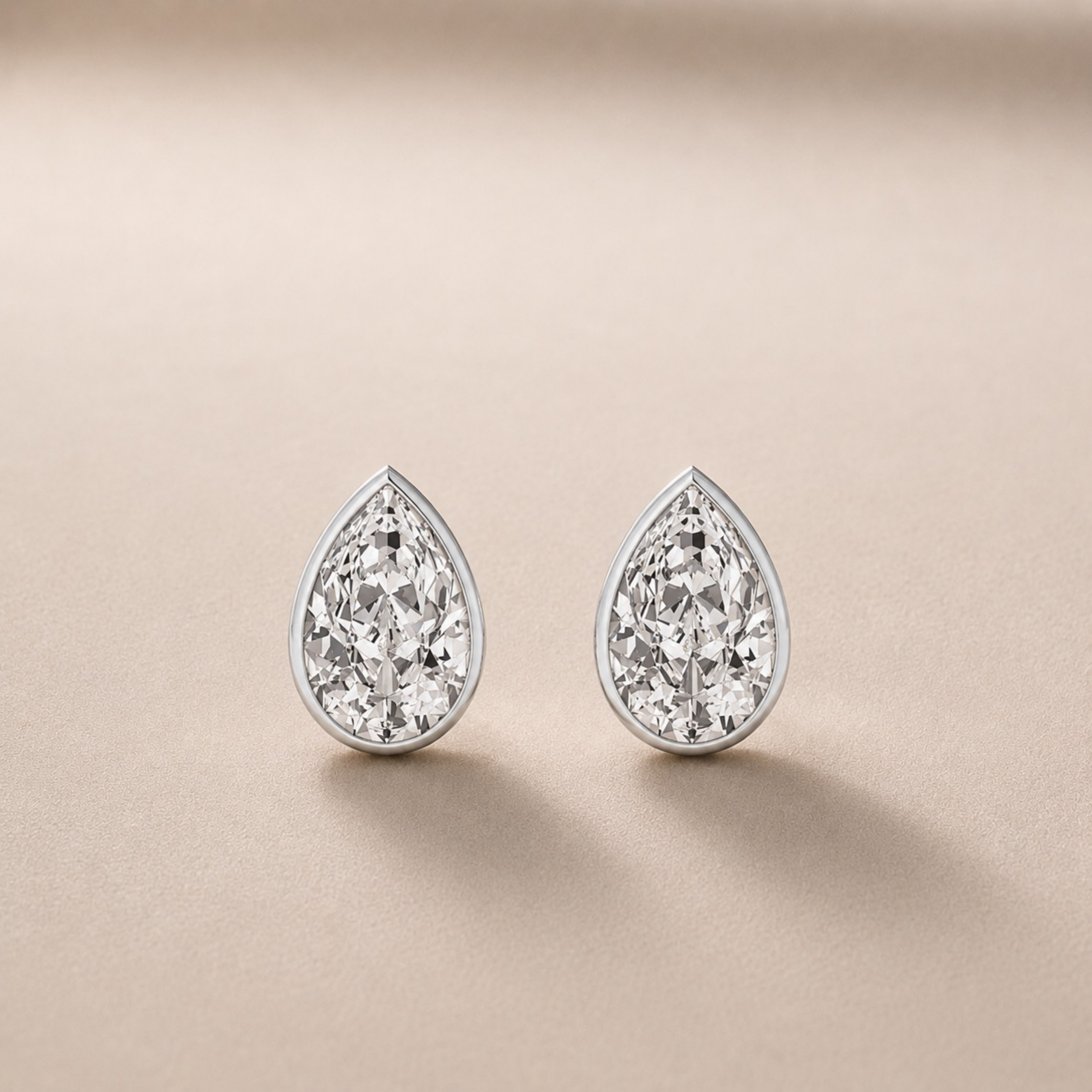Pear Shape Bezel Studs