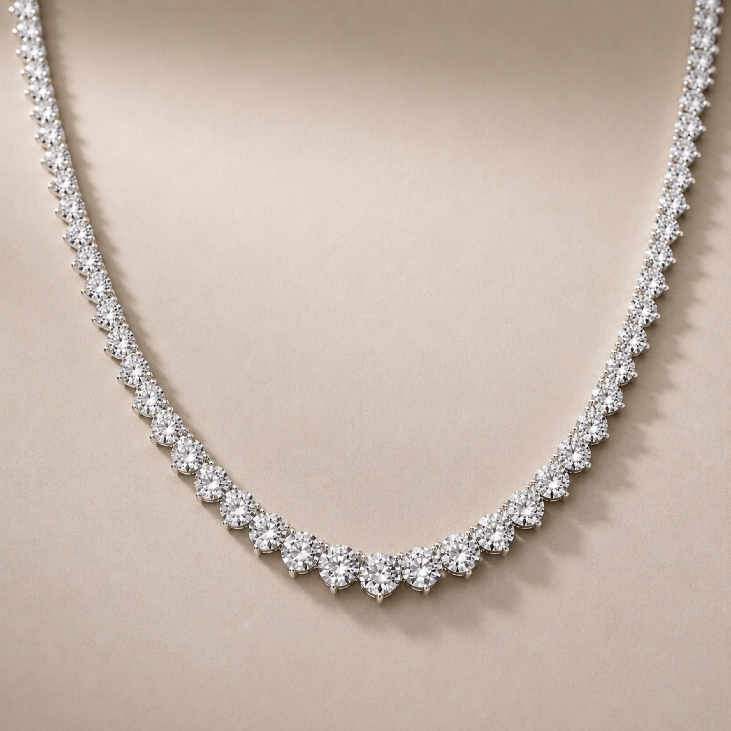 3 Prong Graduated Tennis Necklace