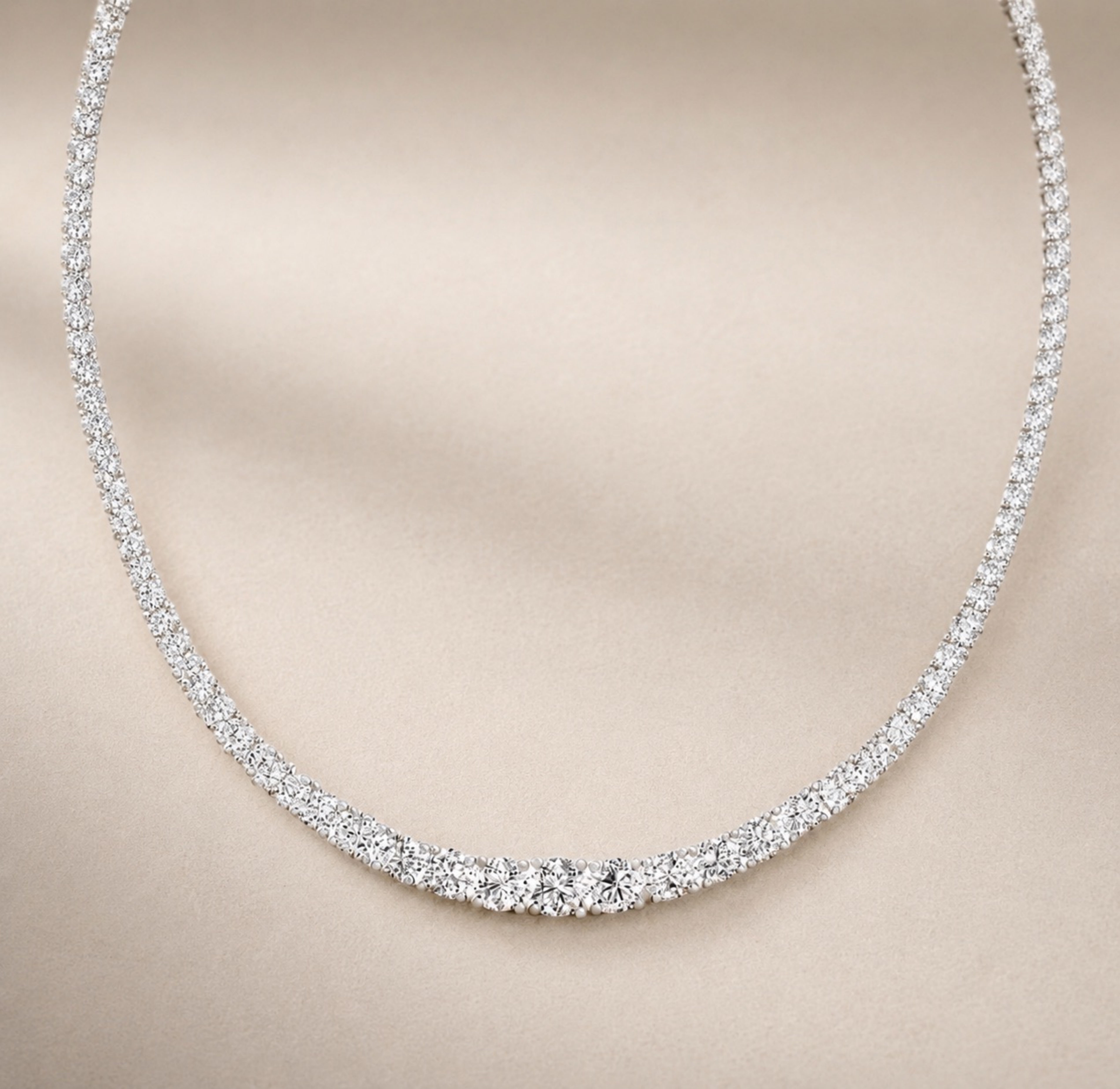 4 Prong Graduated Tennis Necklace