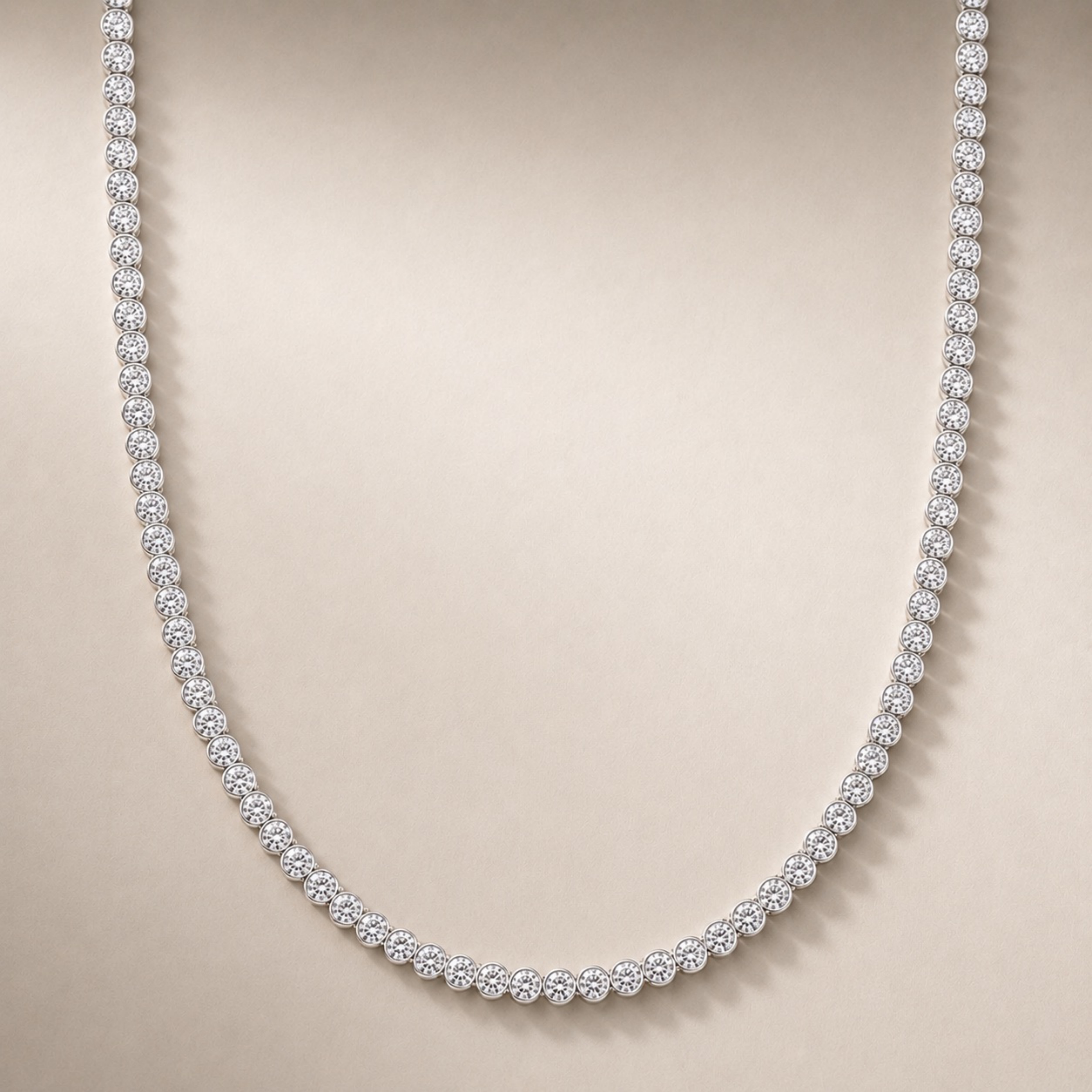 Bezel Setting Tennis Necklace