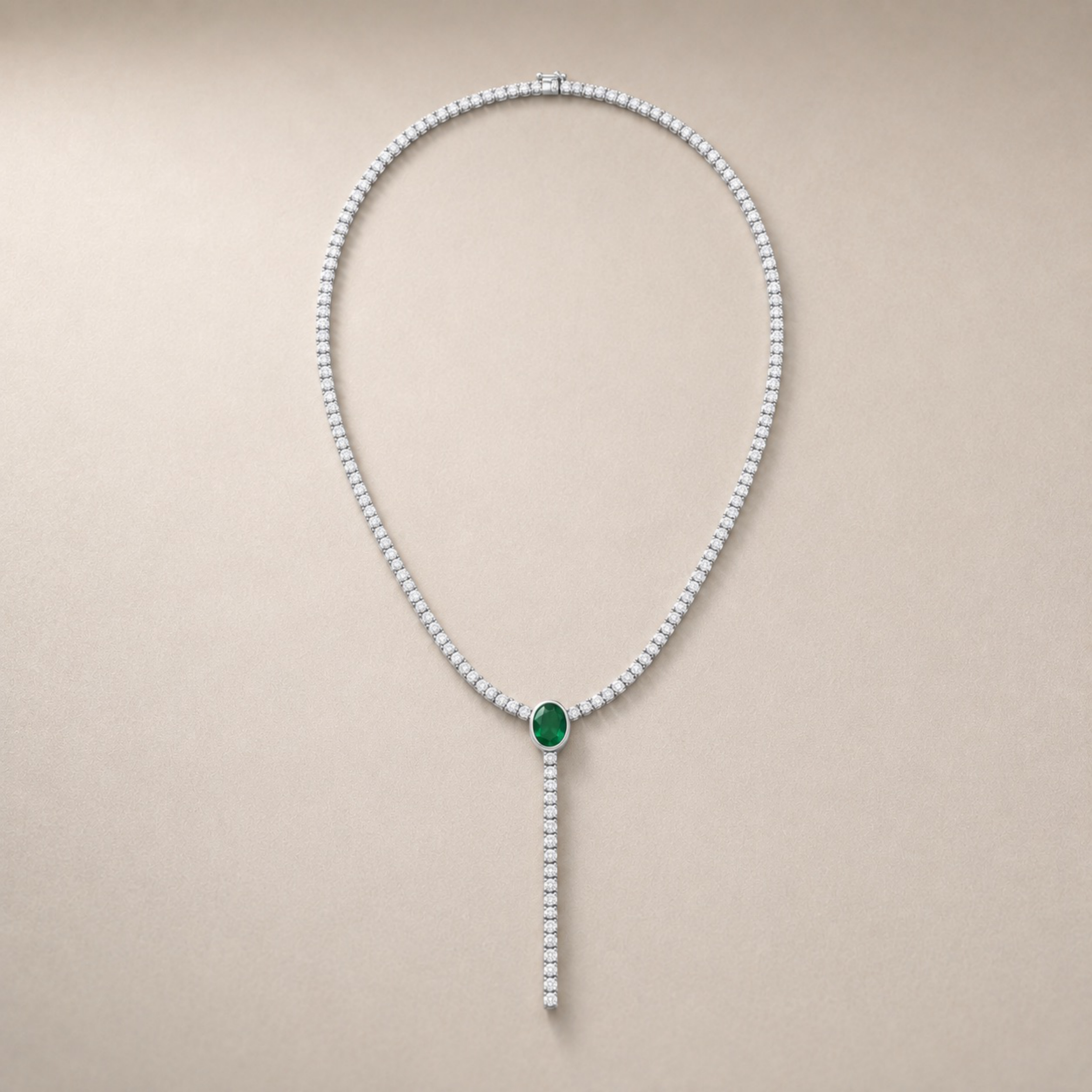 Green Emerald Lariat Necklace