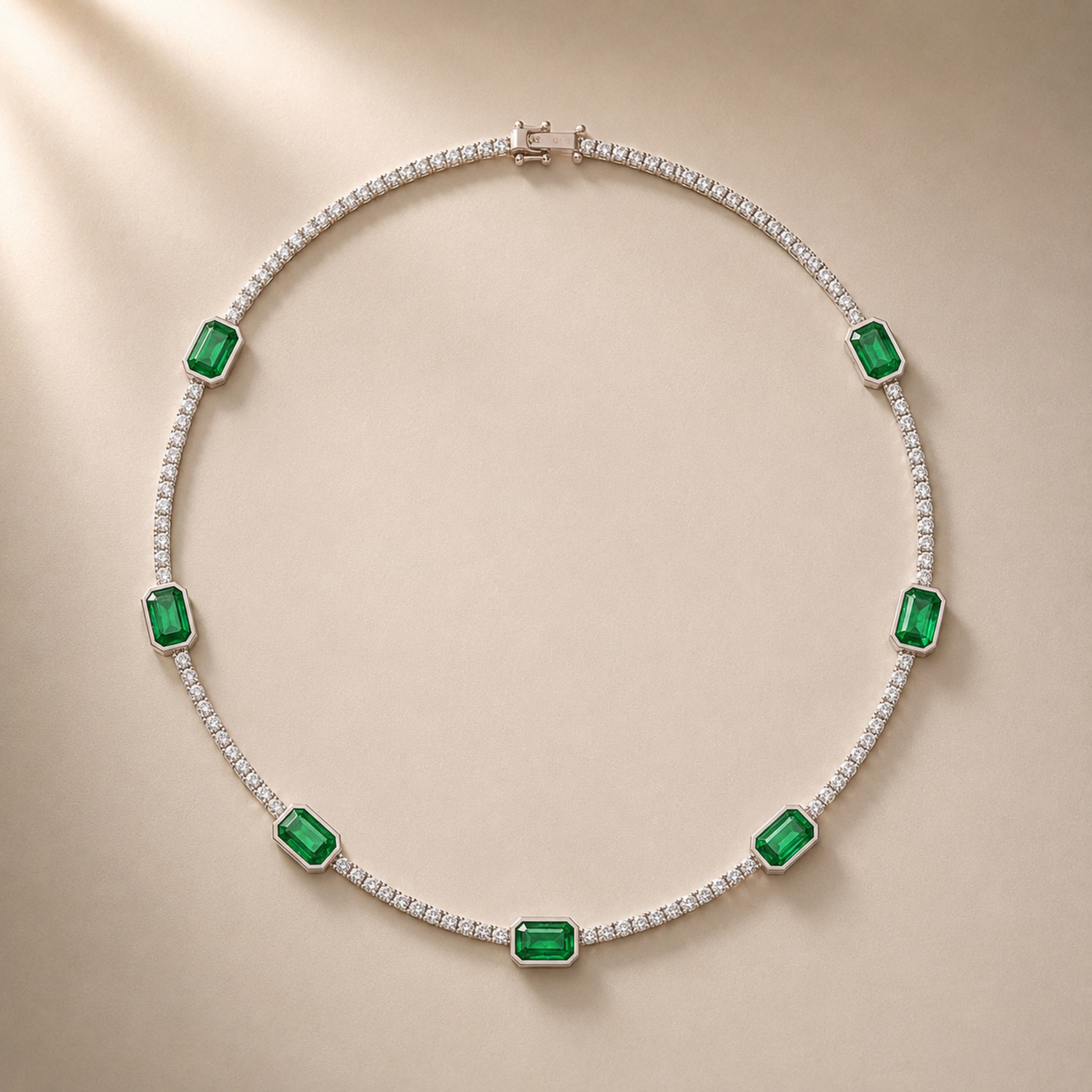 Green Emerald Tennis Necklace