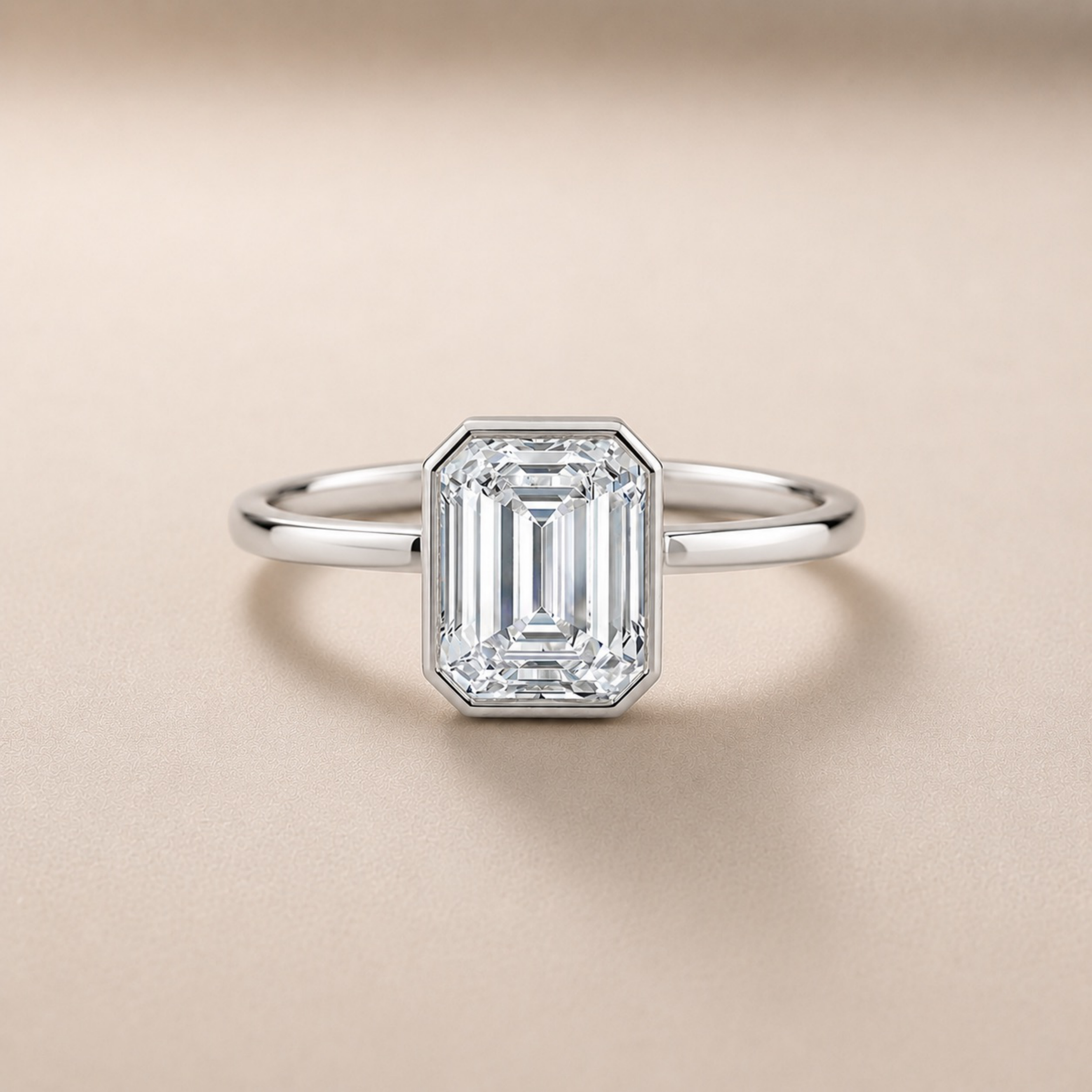 Bezel Emerald Cut Engagement Ring