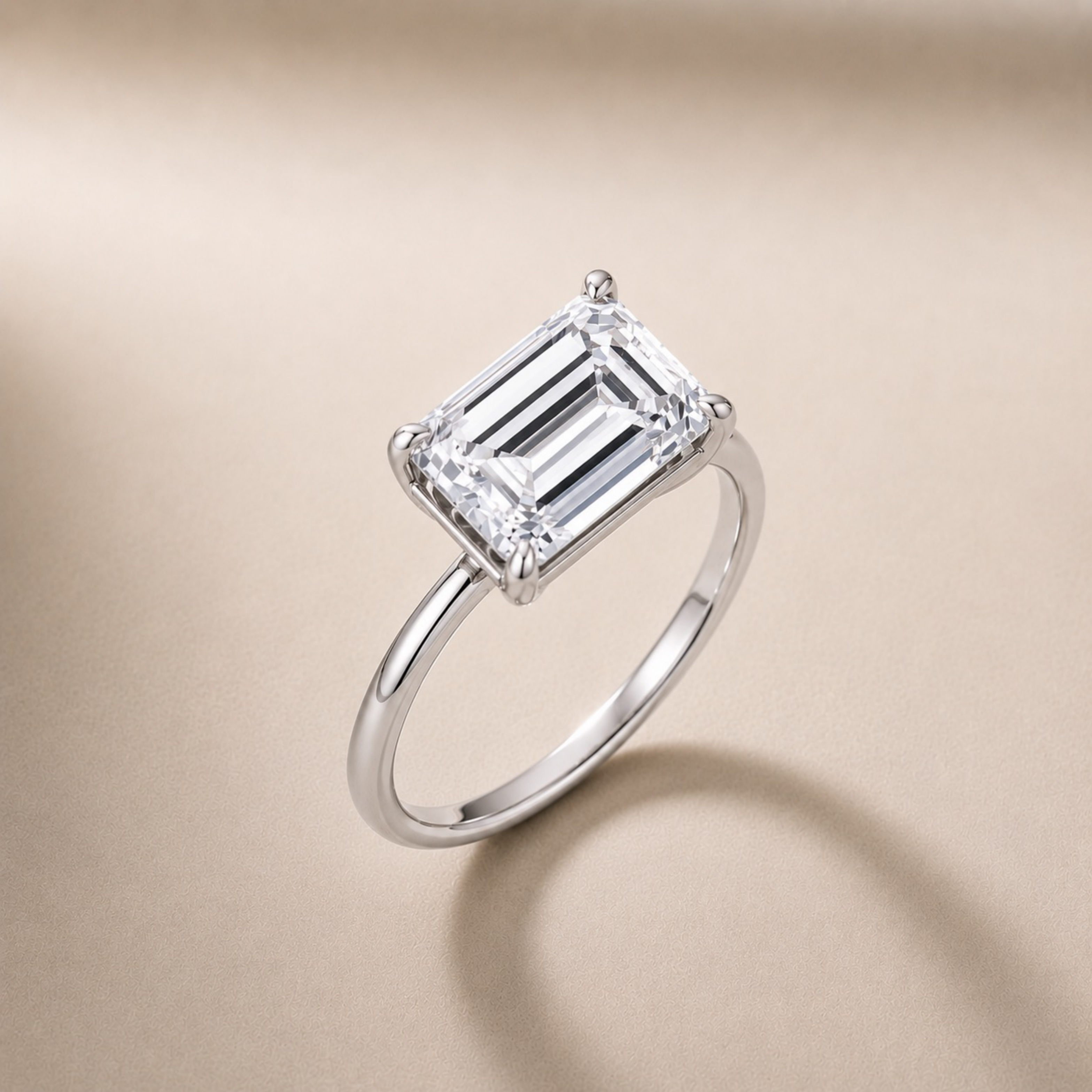 Emerald East to West Engagement Ring