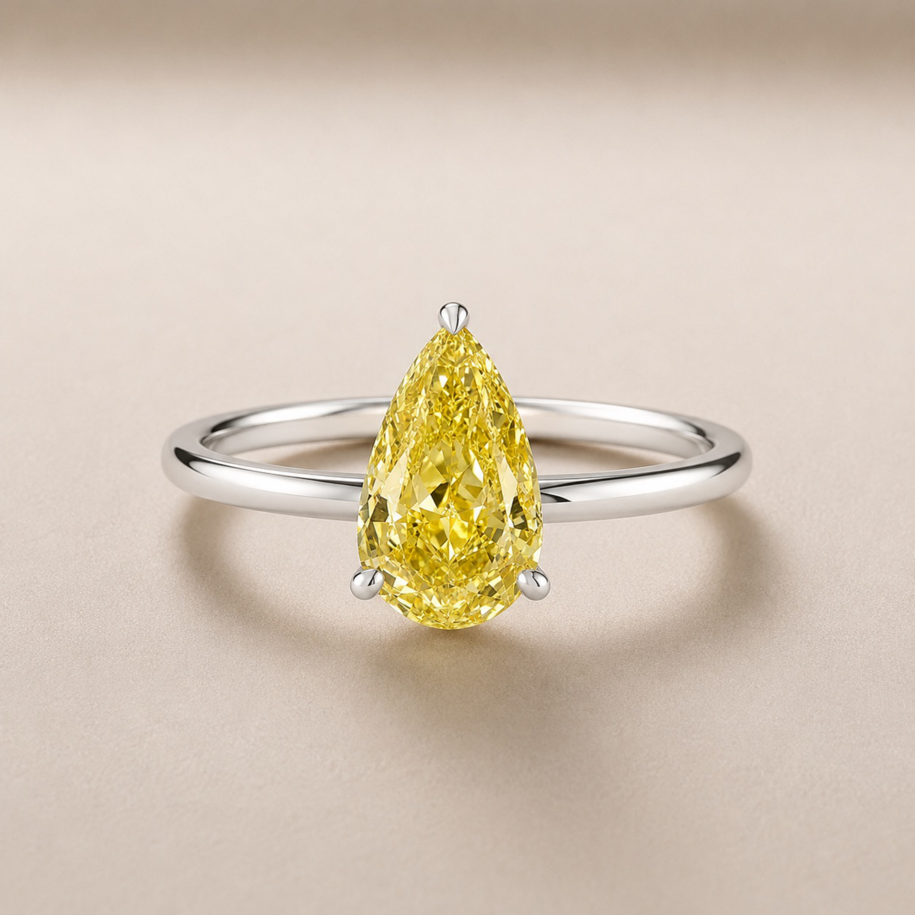 Fancy Yellow Pear Ring
