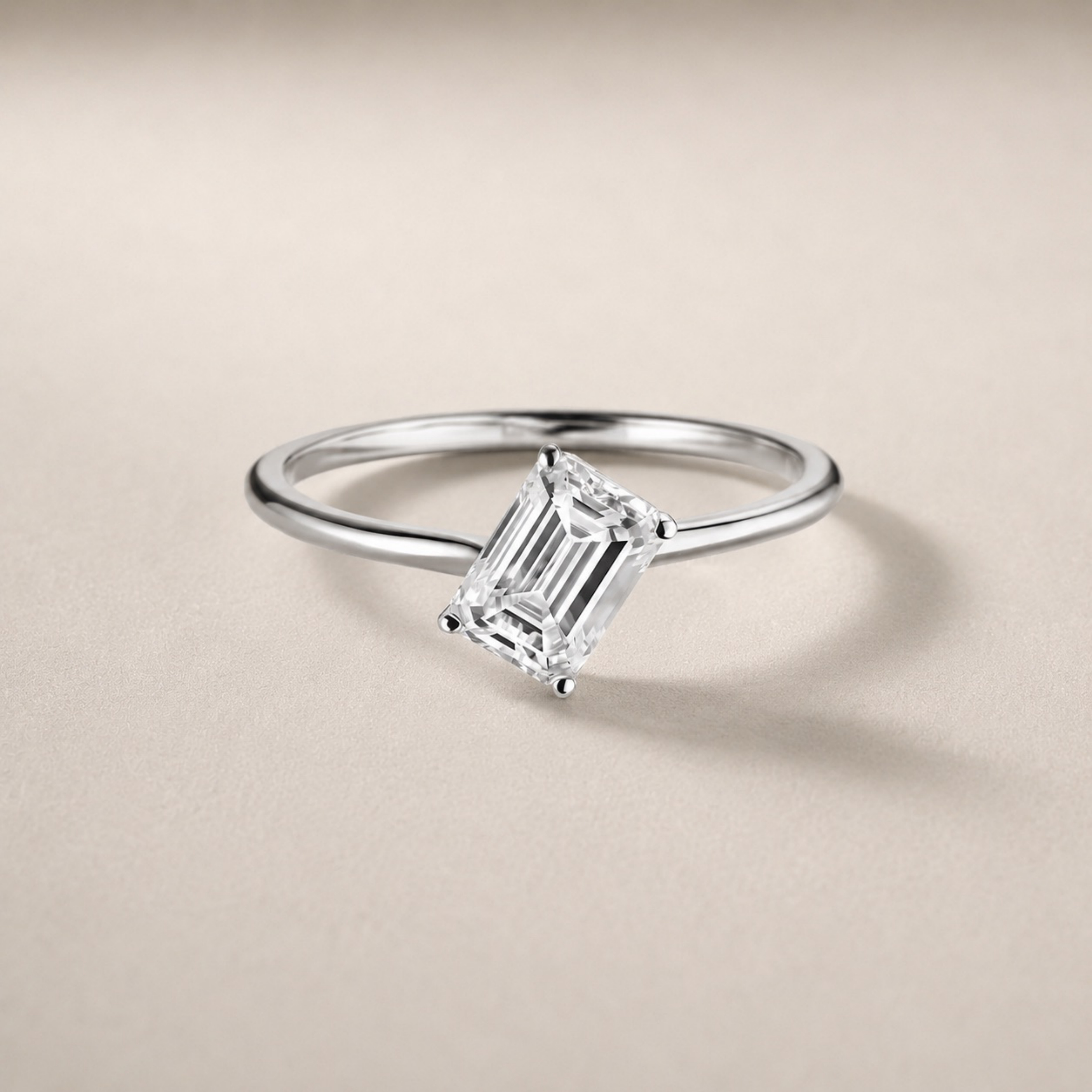 Floating Emerald Engagement Ring
