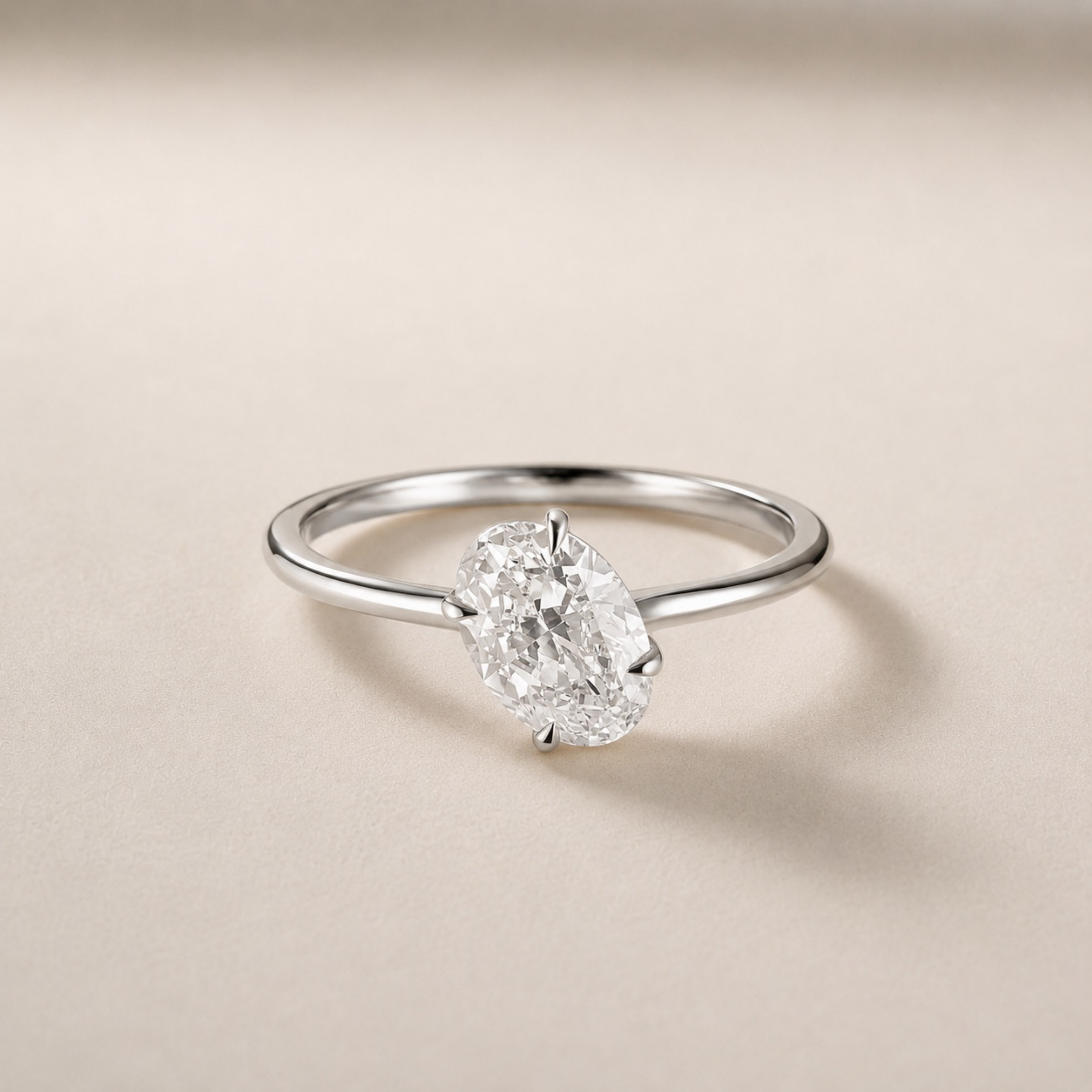 Floating Oval Engagement Ring