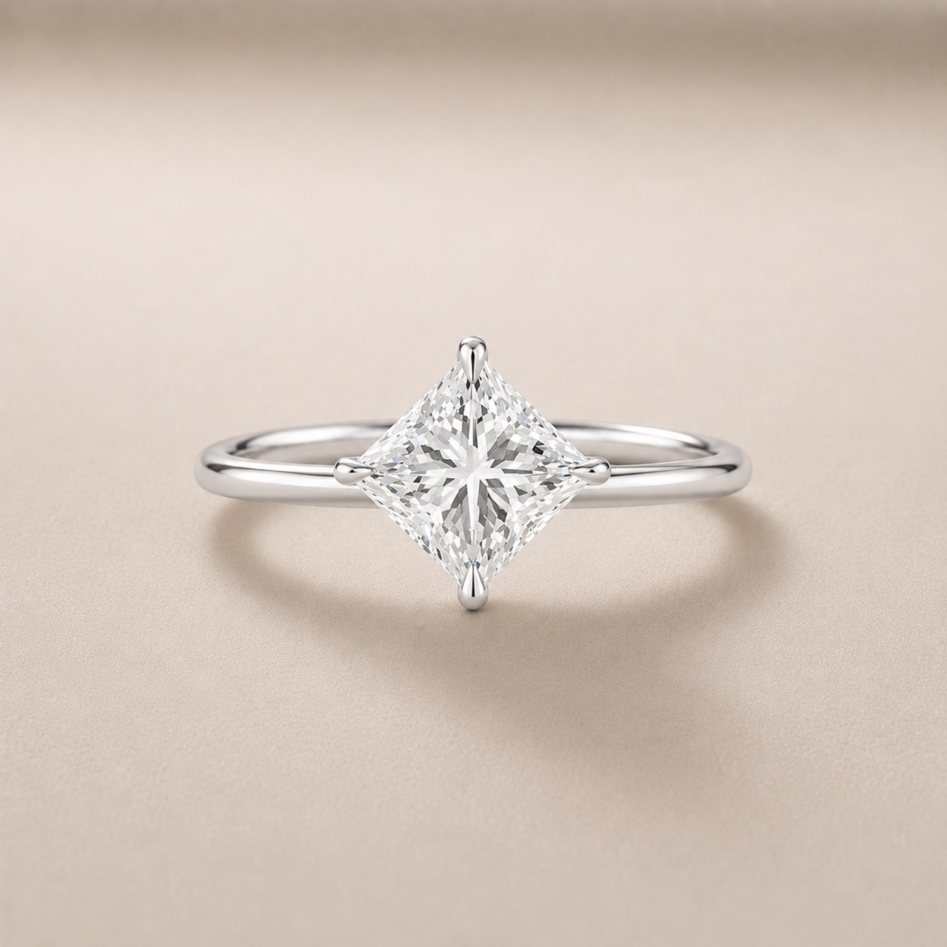 Floating Princess Cut Engagement Ring