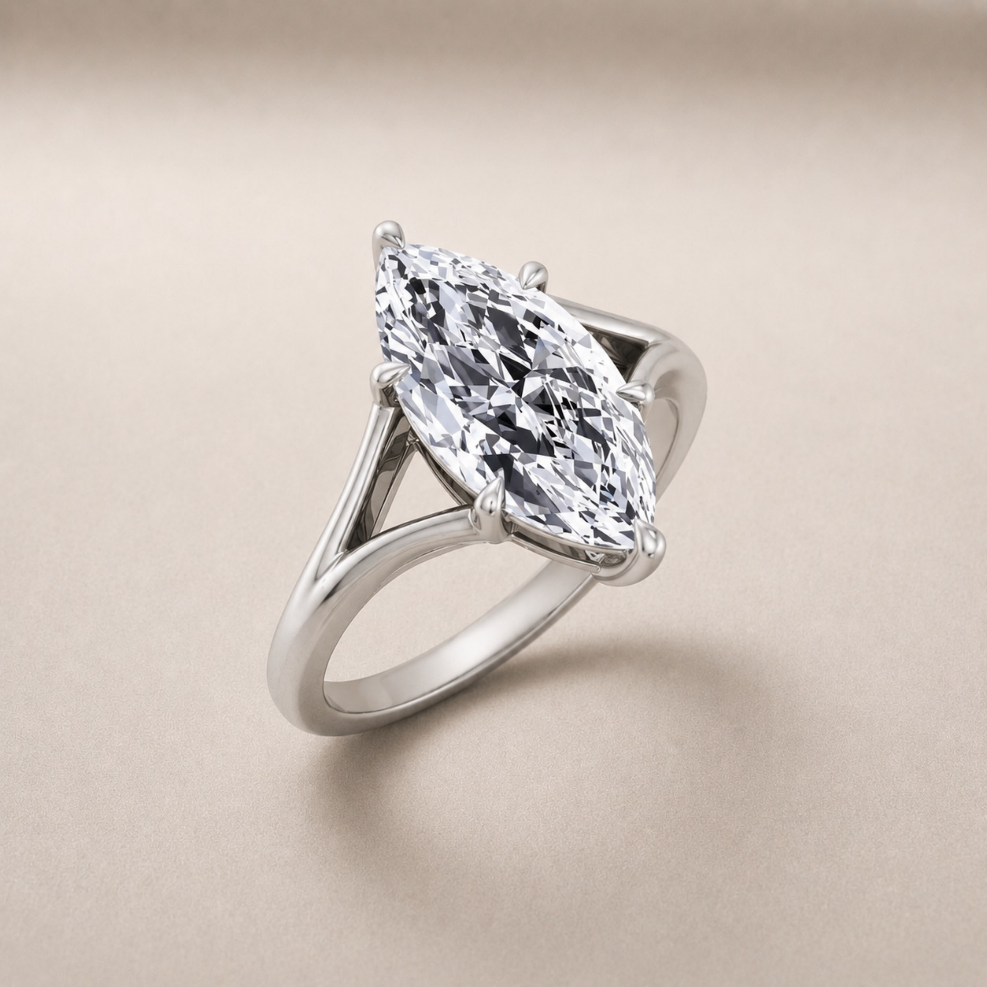 Marquise Split Shank Engagement Ring