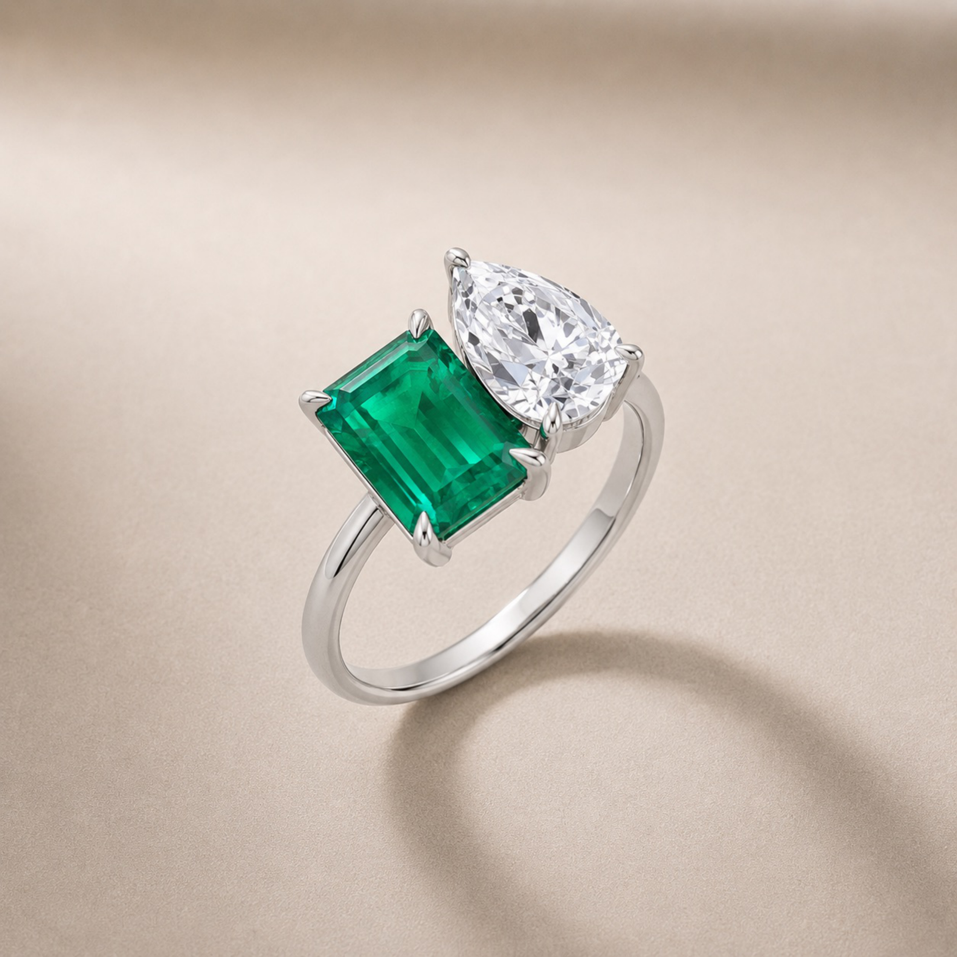 Toi et Moi Emerald Ring